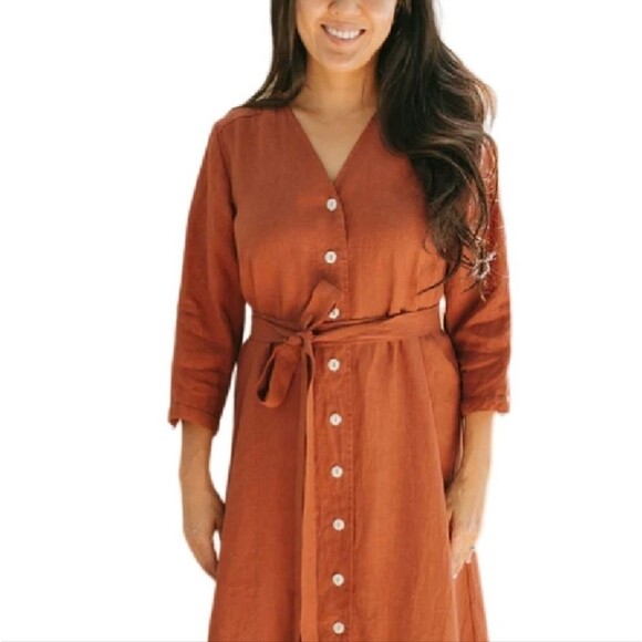 Linen Shirt Dress (0411) - Picture 6 of 12